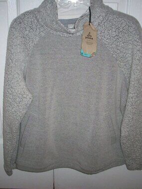 Prana Women’s Medium Gray Wool Blend Pullover Snap Mock Sweater NWT Lockwood